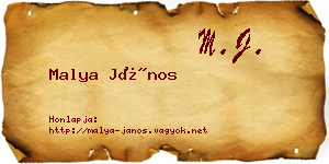 Malya János névjegykártya