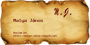 Malya János névjegykártya